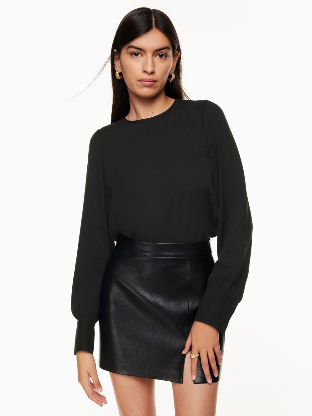 Wilfred Black Long-Sleeve Crewneck Blouse